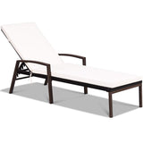 Patio Rattan Lounge Chair, Outdoor Reclining Chaise Louge with Cushion and Armrest