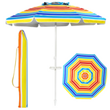 Tangkula 7.2 FT Beach Umbrella, Portable Beach Umbrella W/Sand Anchor & Tilt Mechanism, 8 Sturdy Rib & Premium Steel Pole, Carrying Bag