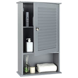 Tangkula Medicine Cabinet, Wall Mounted Bathroom Cabinet Single Door Wooden