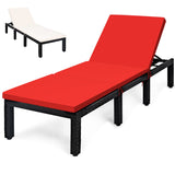 Tangkula Patio Wicker Lounge Chair, Outdoor Rattan Adjustable Reclining Backrest Lounger Chairs