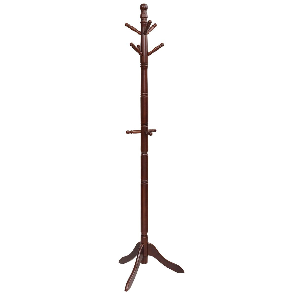  Wood Coat Rack, Brown - Tangkula
