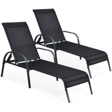 Tangkula Patio Chaise Lounge, Recliner Outdoor Lounger Chair w/Adjustable Backrest, Reclining Chair w/Heavy Duty Steel Frame