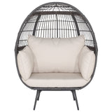 Tangkula Oversized Wicker Egg Chair, Wicker Patio Basket Circle Lounge Chair w/Metal Stand & 4 Thick Cushions, 450 LBS Max Load
