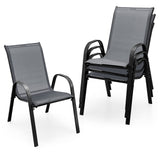 Tangkula 4 Pieces Patio Dining Chairs, Outdoor Stackable All Weather Heavy Duty Dining Chairs Set with Armrests