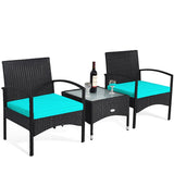 3 Pieces Patio Rattan Conversation Set - Tangkula