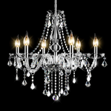 Tangkula Crystal Chandelier, 6 Light Ceiling Lighting Fixture (Transparent)