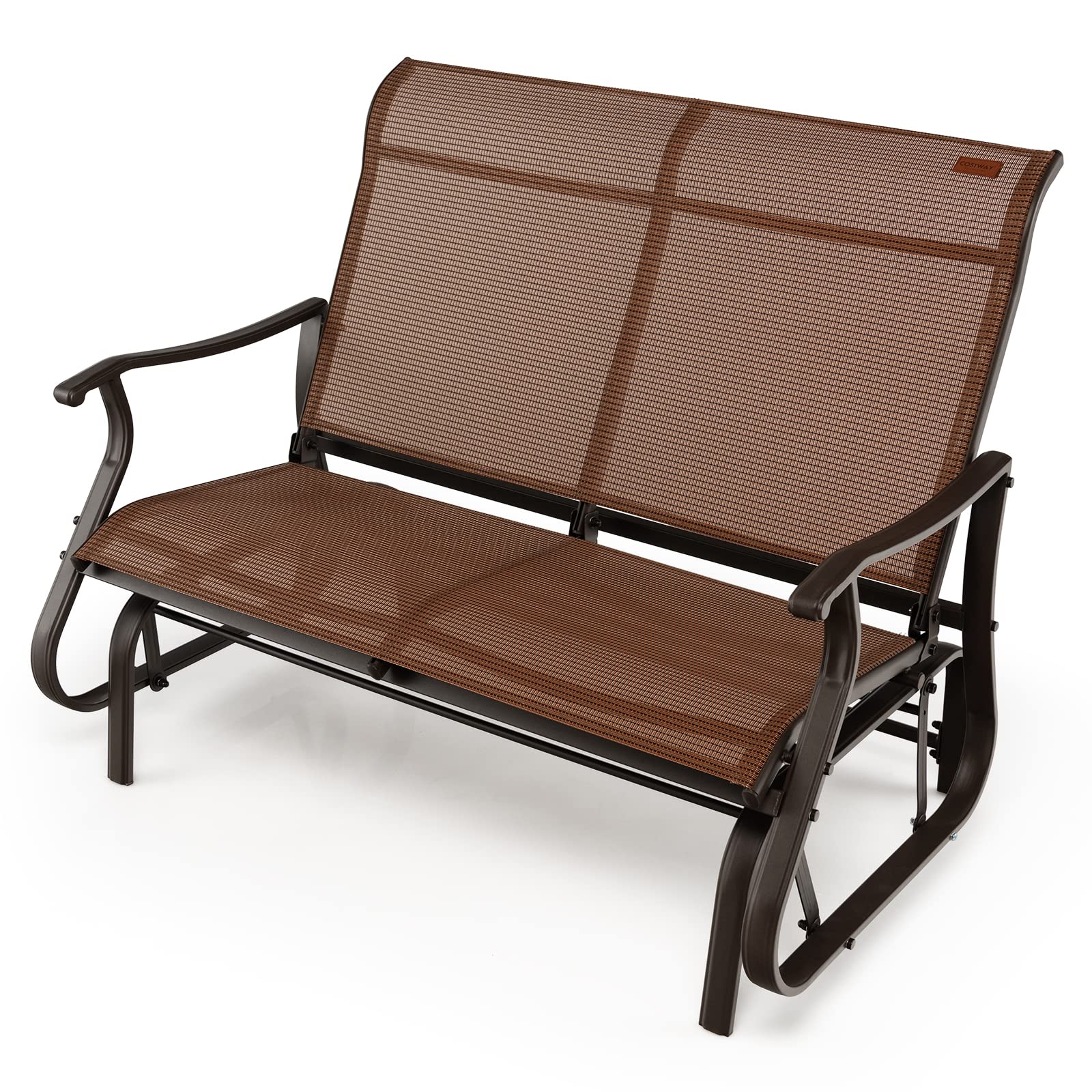 Tangkula Patio Glider Bench, 2-Person Outdoor Rocking Bench with High ...