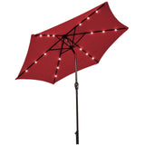 9FT Solar Powered LED Lighted Patio Umbrella, Table Market Umbrella with Tilt and Crank