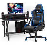 Tangkula Gaming Desk and Chair Set, E-Sport Gamer Desk & Racing Chair Set