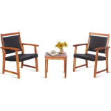 3-Piece Patio Acacia Wood Bistro Set, Patiojoy Outdoor Furniture Set with 2 Chairs & 1 Side Table