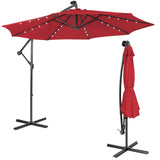 Tangkula 10 ft Cantilever Umbrella w/32 Solar-Powered LED Lights, Functional Tilting System & Hand-Crank Mechanism