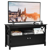 Wooden TV Stand for TVs Up to 50 Inch, X Shape Console Storage Cabinet