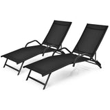 Tangkula Outdoor Patio Chaise Lounge Chairs, Reclining Lounge Chairs with 5-Position Adjustable Backrest & Breathable Fabric