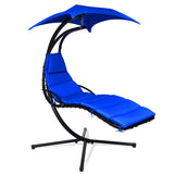 Hanging Chaise Lounge, Arc Stand Floating Hammock Swing Chair w/ Canopy and Built-in Pillow