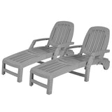 Outdoor Chaise Lounge Chair, 5-Position Adjustable Recliner with Storage Box and Flexible Wheels