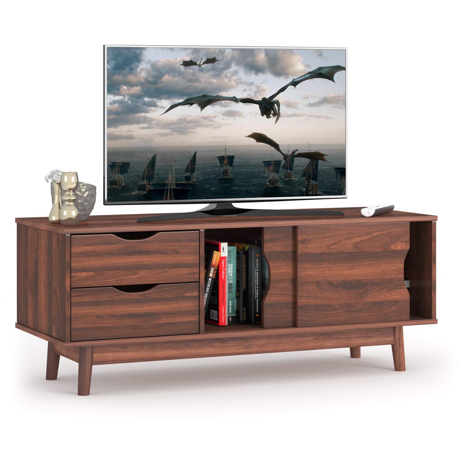 Modern TV Stand for Flat TVs Up to 60" - Tangkula