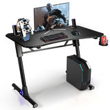 Tangkula Gaming Desk, Height Adjustable Computer Desk w/Blue LED Lights