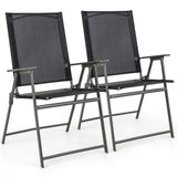Tangkula Set of 2/4 Patio Folding Chairs, High Back Dining Chairs with Weather-Resistant Fabric