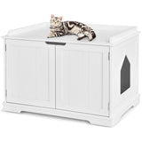 Tangkula Litter Box Enclosure, Cat Litter Box Furniture Hidden, Nightstand Pet House with Double Doors