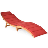 Tangkula Folding Patio Lounge Chair, Solid Eucalyptus Wood Sun Lounger Chair