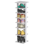 Tangkula 7 Tier Vertical Shoe Rack, Wooden Entryway Narrow Shoe Storage Stand