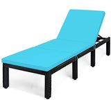 Patio Wicker Lounge Chair, Outdoor Rattan Adjustable Reclining Backrest Lounger Chair