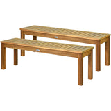 Tangkula 52 Inches Acacia Wood Outdoor Bench, Wood Bench for Dining Room Entryway Poolside Garden