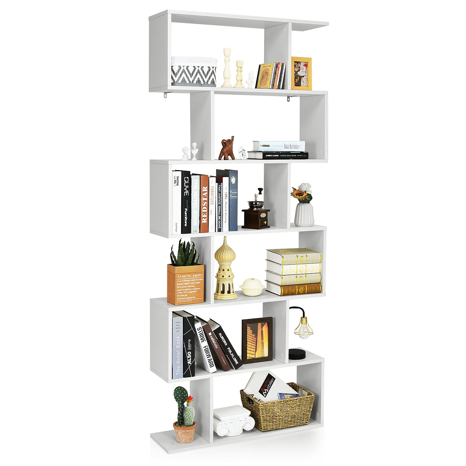 6-Tier Wooden Bookcase - Tangkula