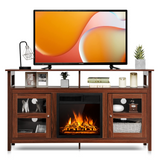 Tangkula Fireplace TV Stand, Farmhouse Media Console Table w/18 1500W Electric Fireplace for Flat Screen TVs up to 65"