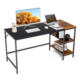 Tangkula 55" Computer Desk, Large Home Office Desk with 2-Tier Storage Shelves
