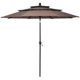 10 Ft 3 Tier Patio Umbrella, Outdoor Umbrella W/Double Vented