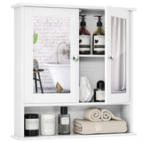 Tangkula Bathroom Cabinet Wall Mounted with Double Mirror Doors