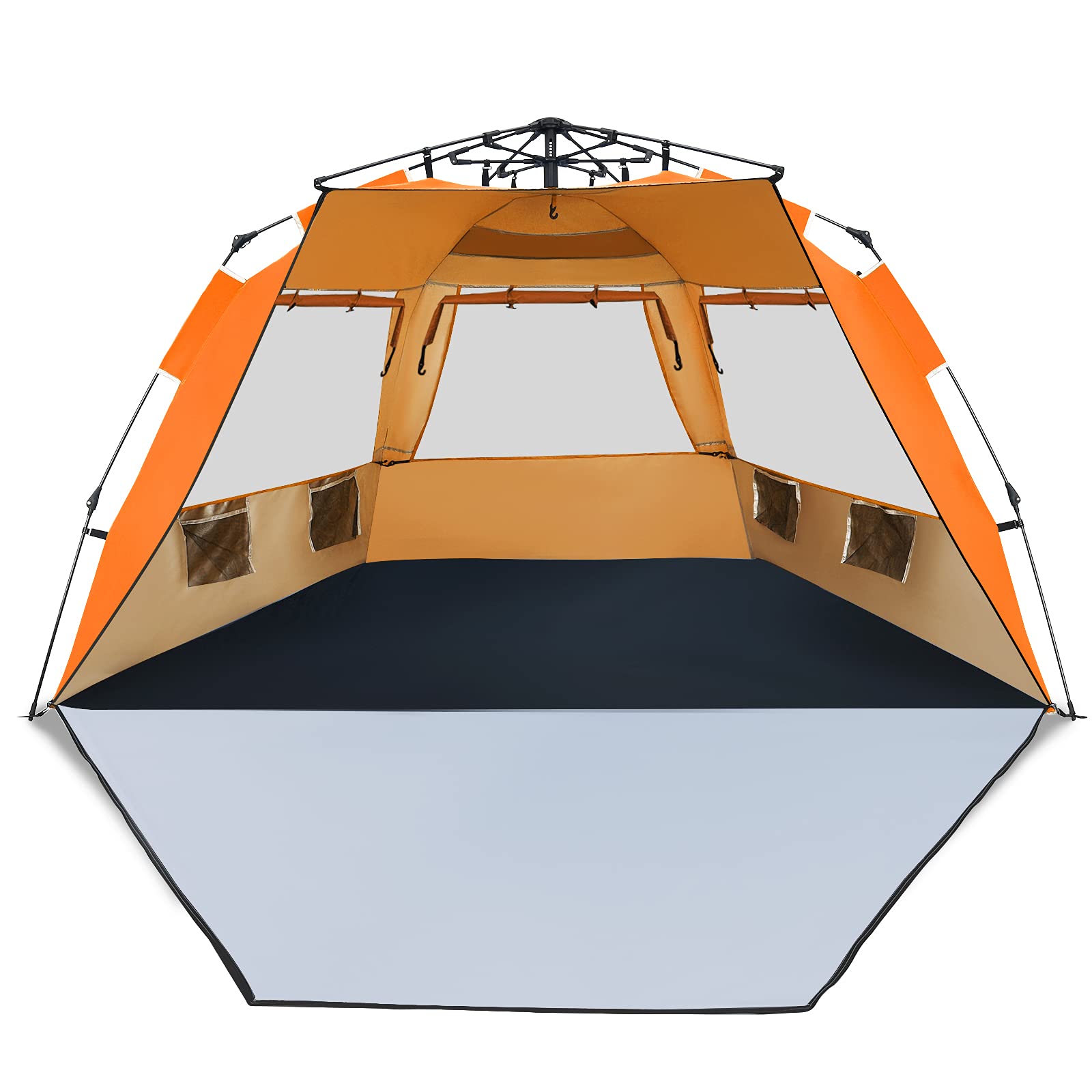 4 person beach tent 3-4 Person Easy Pop Up Beach Tent UPF 50+ Portable Sun Shelter-Orange