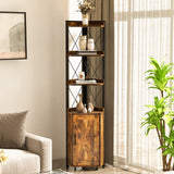Tangkula Tall Corner Storage Cabinet, 71" Industrial 6 Tier Storage Shelf w/Door Cabinet