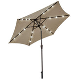 9FT Solar Powered LED Lighted Patio Umbrella, Table Market Umbrella with Tilt and Crank