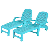 Outdoor Chaise Lounge Chair, 5-Position Adjustable Recliner with Storage Box and Flexible Wheels