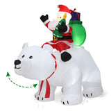 Tangkula Inflatable Christmas Santa Clause Riding The Polar Bear with Shaking Head