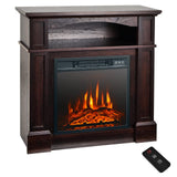 32" Electric Fireplace with Mantel, 1400W Freestanding Heater with Remote Control & Adjustable Brightness