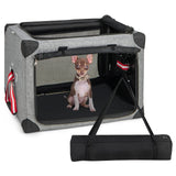 Tangkula 3-Door Folding Dog Crate, Soft Kennel with Removable Pad & Metal Frame