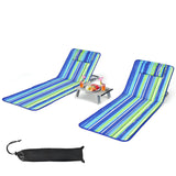Tangkula 3 Pieces Beach Chairs for Adults, Backpack 2 Pack Beach Chairs Set with Folding Side Table