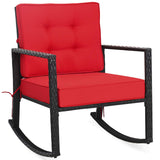 Tangkula Wicker Rocking Chair, Outdoor Glider Rattan Rocker Chair with Heavy-Duty Steel Frame