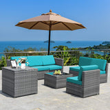8 PCS Outdoor Patio Furniture Set, Rattan Wicker Sofa Set