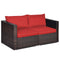 Wicker Loveseat 2 Piece, Red - Tangkula