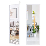 Tangkula Full Length Door Mirror Wall Mirror, 42''x 14'' Over The Door Mirror with 2 Sets of Height Adjusting Hanging Hooks