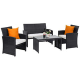 Tangkula Patio Wicker Conversation Furniture Set