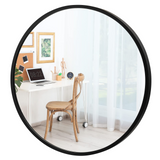 Tangkula 16 Inch Round Wall Mirror, Circular Mirror for Wall with Aluminum Alloy Frame