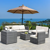 8 PCS Outdoor Patio Furniture Set, Rattan Wicker Sofa Set