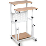 Tangkula Mobile Standing Desk, Height Adjustable Laptop Cart Computer Workstation