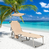 Tangkula Outdoor Folding Chaise Lounge Chair, 5-Fold Reclining Beach Chair