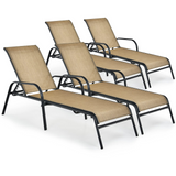 Tangkula Patiojoy Outdoor Lounge Chair with Breathable Fabric & Steel Frame